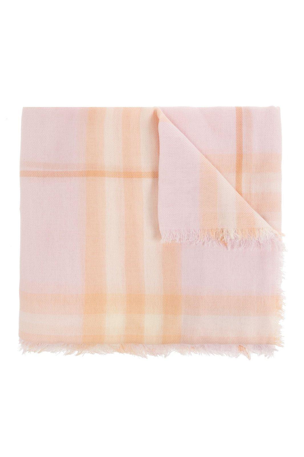 Shop Burberry Check-printed Frayed-edge Scarf