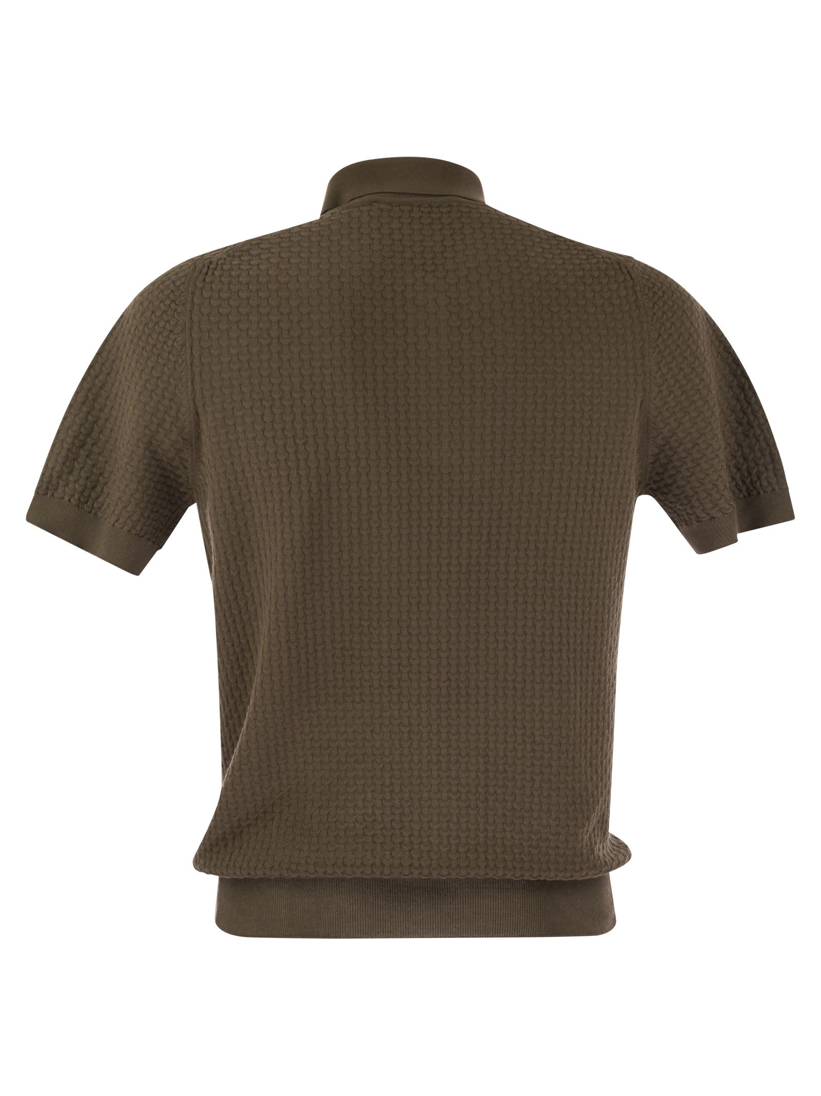 Shop Tagliatore Knitted Cotton Polo Shirt In Brown
