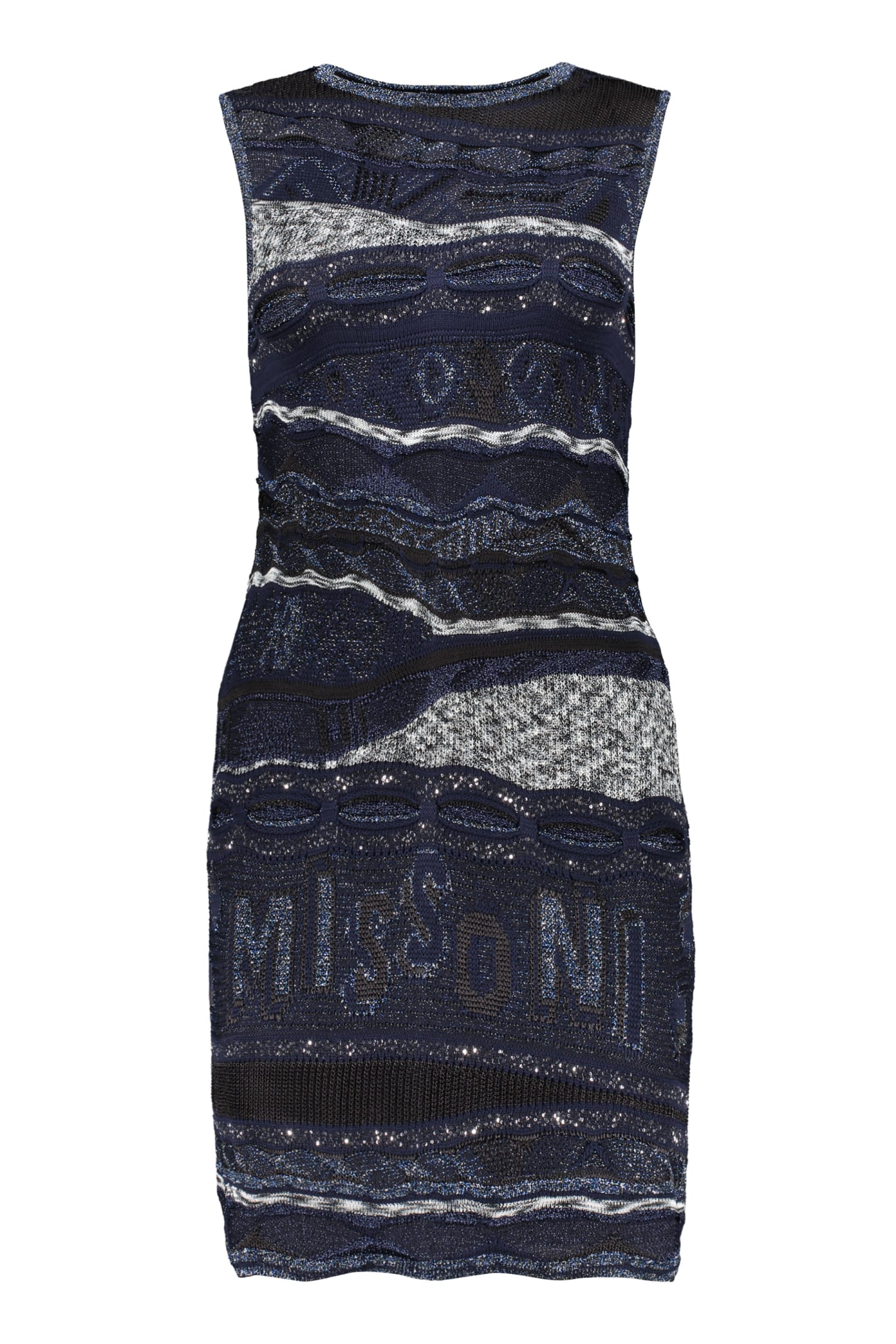 Shop Missoni Knitted Dress In Blue