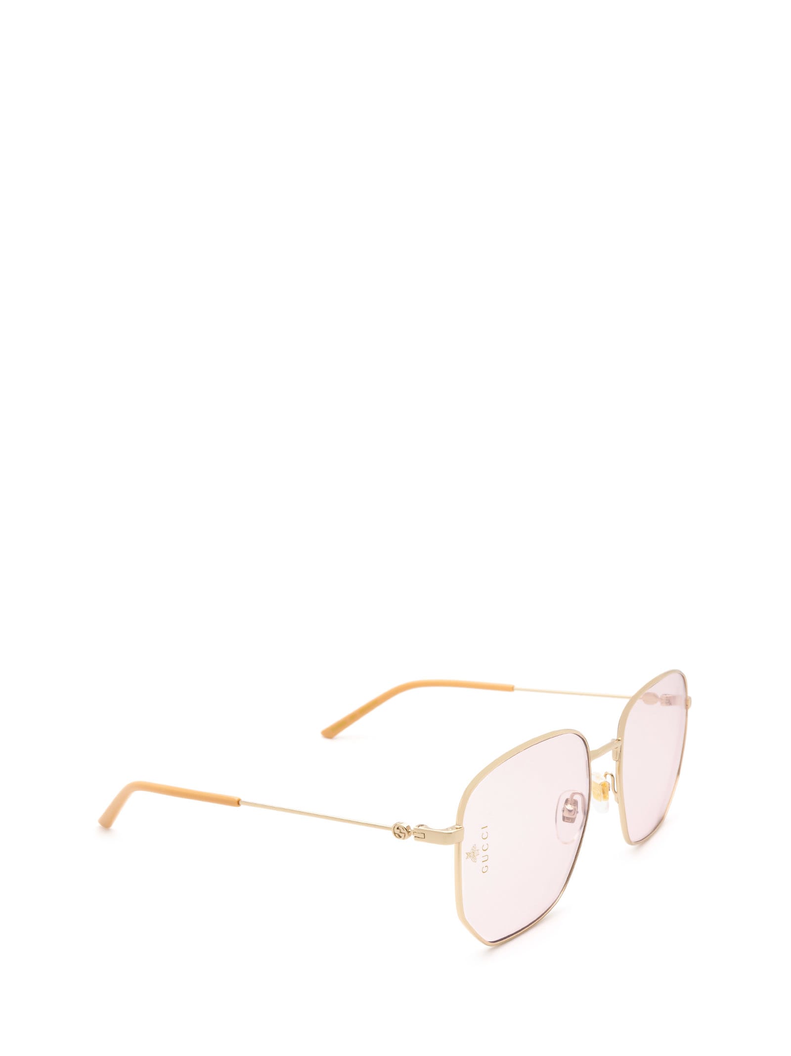 Shop Gucci Gg0396s Gold Sunglasses