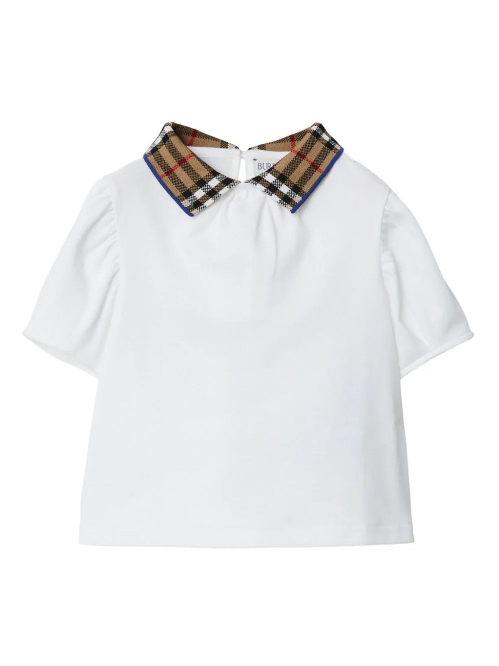 Burberry Babies' White Stretch-cotton Polo Shirt