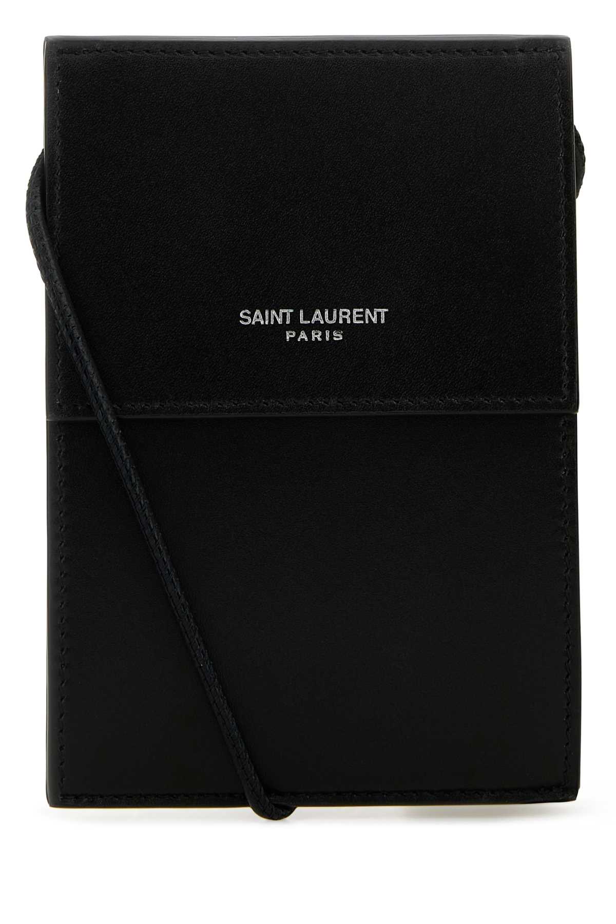 Shop Saint Laurent Black Leather Pouch In Nero