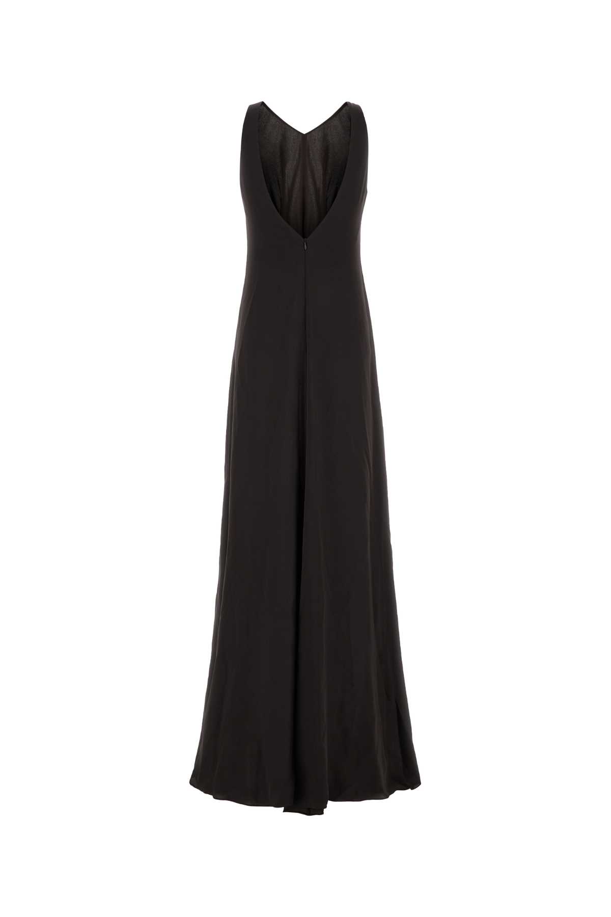 Giorgio Armani Dark Brown Crepe Long Dress In Black