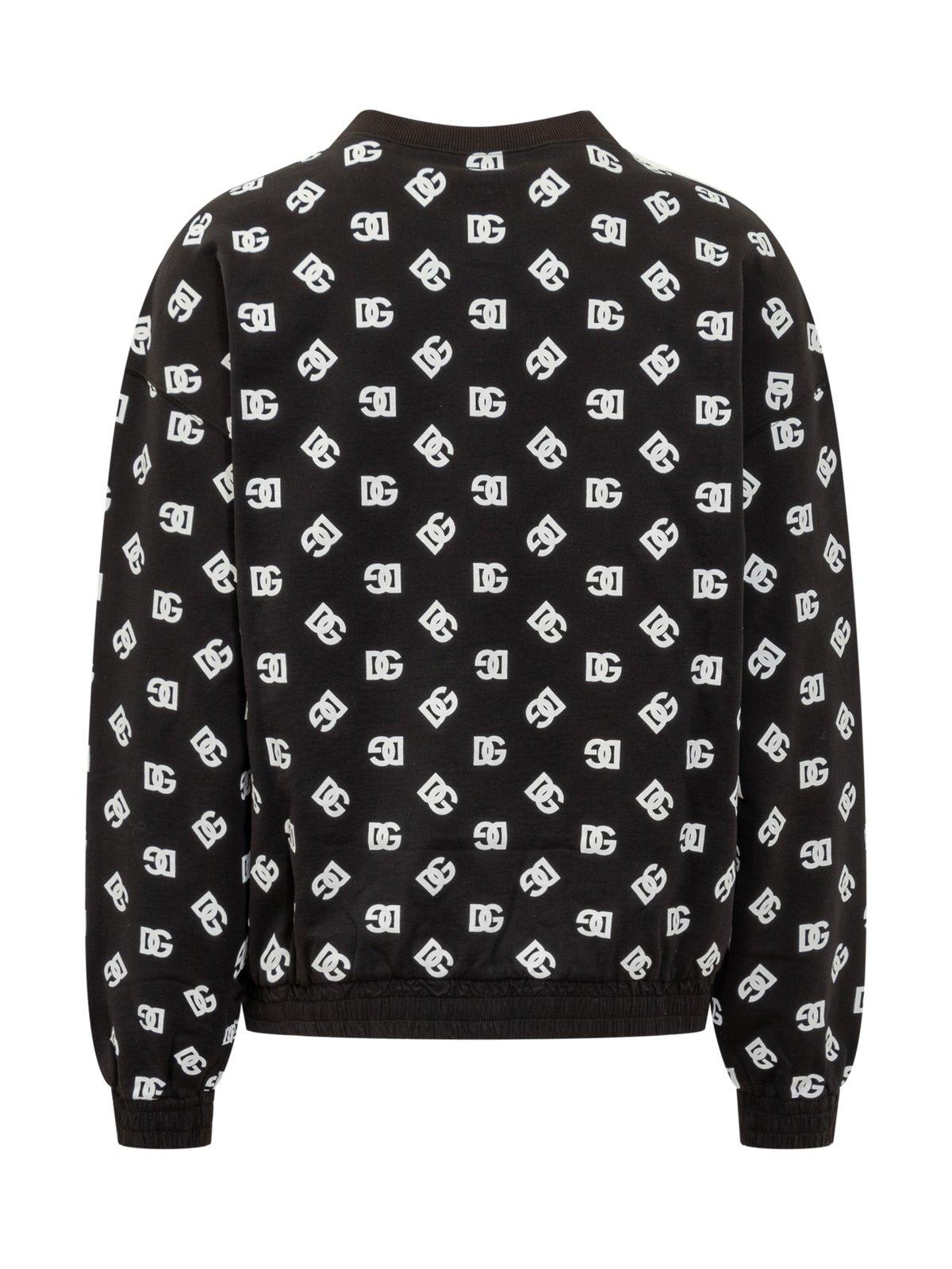 Shop Dolce & Gabbana Dg Monogram Printed Crewneck Sweatshirt In Nero