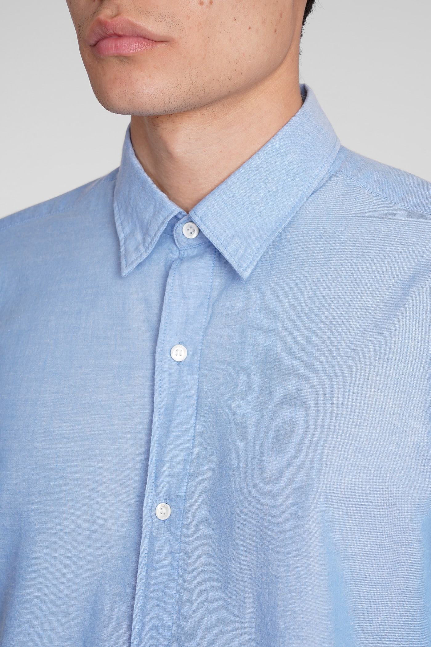 Shop Aspesi Long-sleeved Shirt In Cyan
