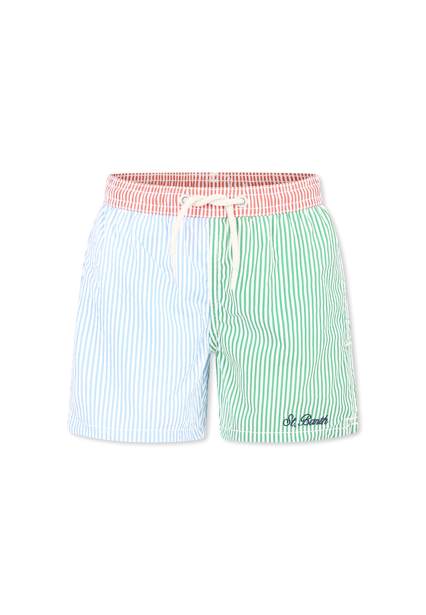 Mc2 Saint Barth Multicolor Swim Shorts For Boy With Logo In Multicolor