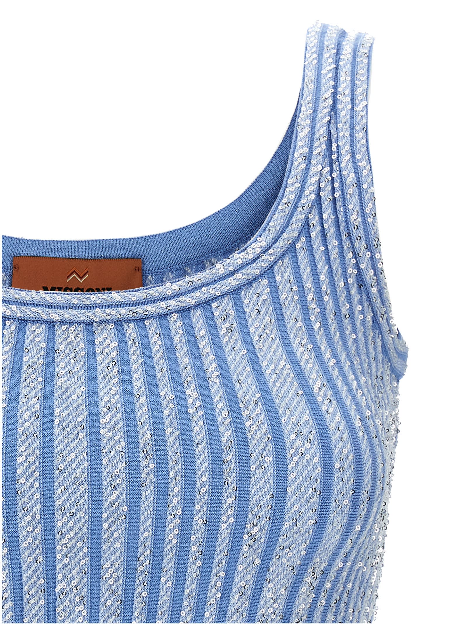 Shop Missoni Sequin Tank Top In Light Blue