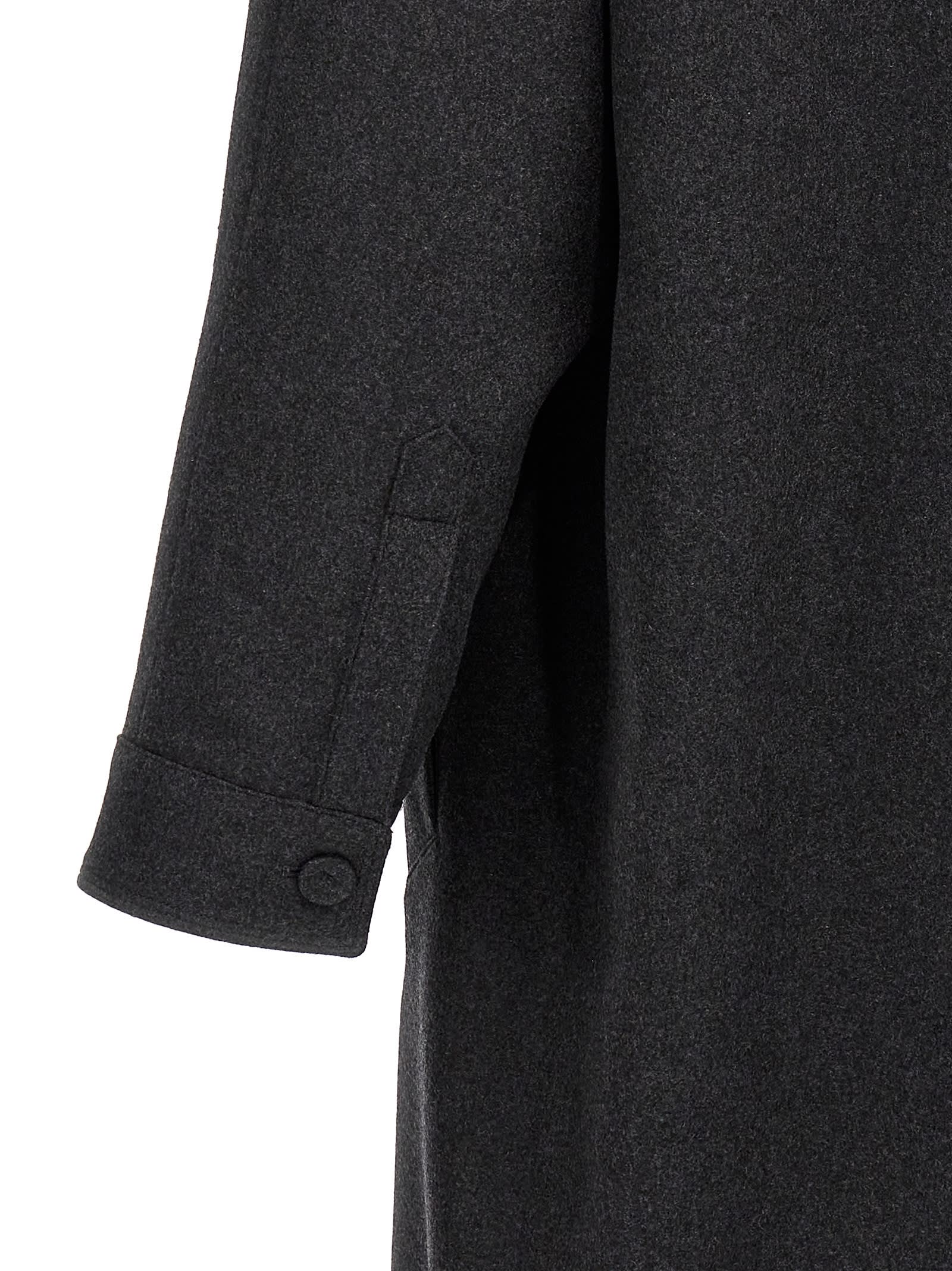 Shop Fendi Single-breasted Cashmere Coat In Gray