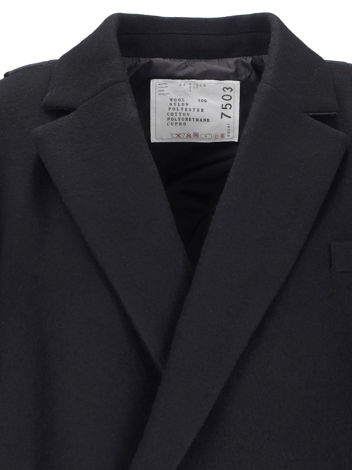 Shop Sacai Hybrid Double-breasted Blazer In Nero