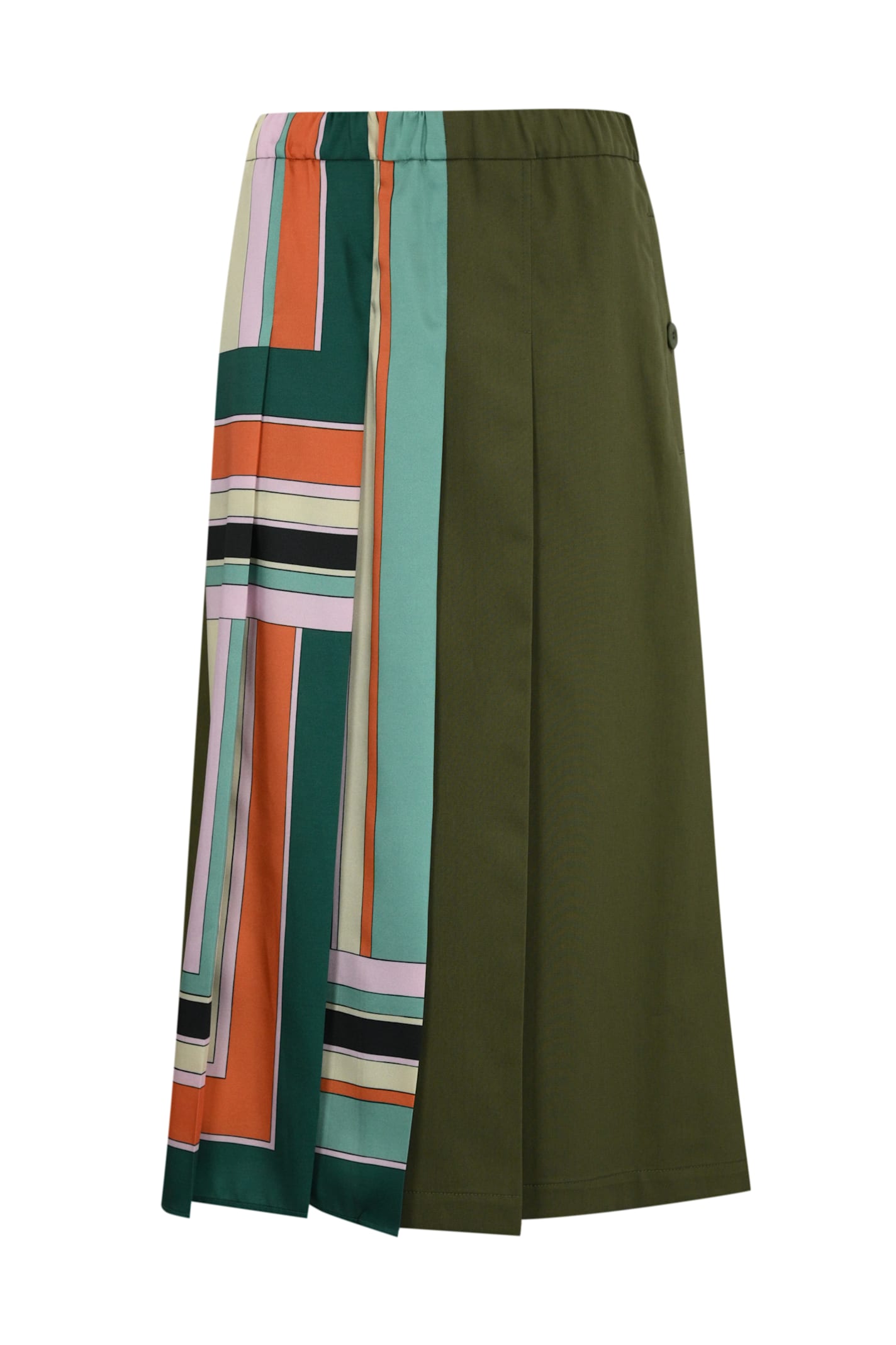 Weekend Max Mara Lallo Skirt In Printed Twill And Gabardine In Kaki
