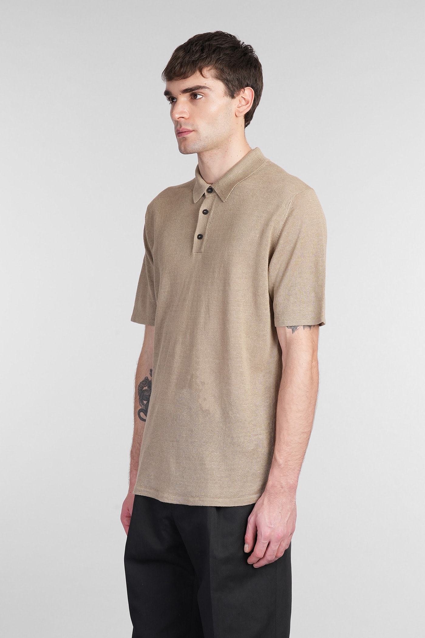 Roberto Collina Polo In Beige Linen In Beige