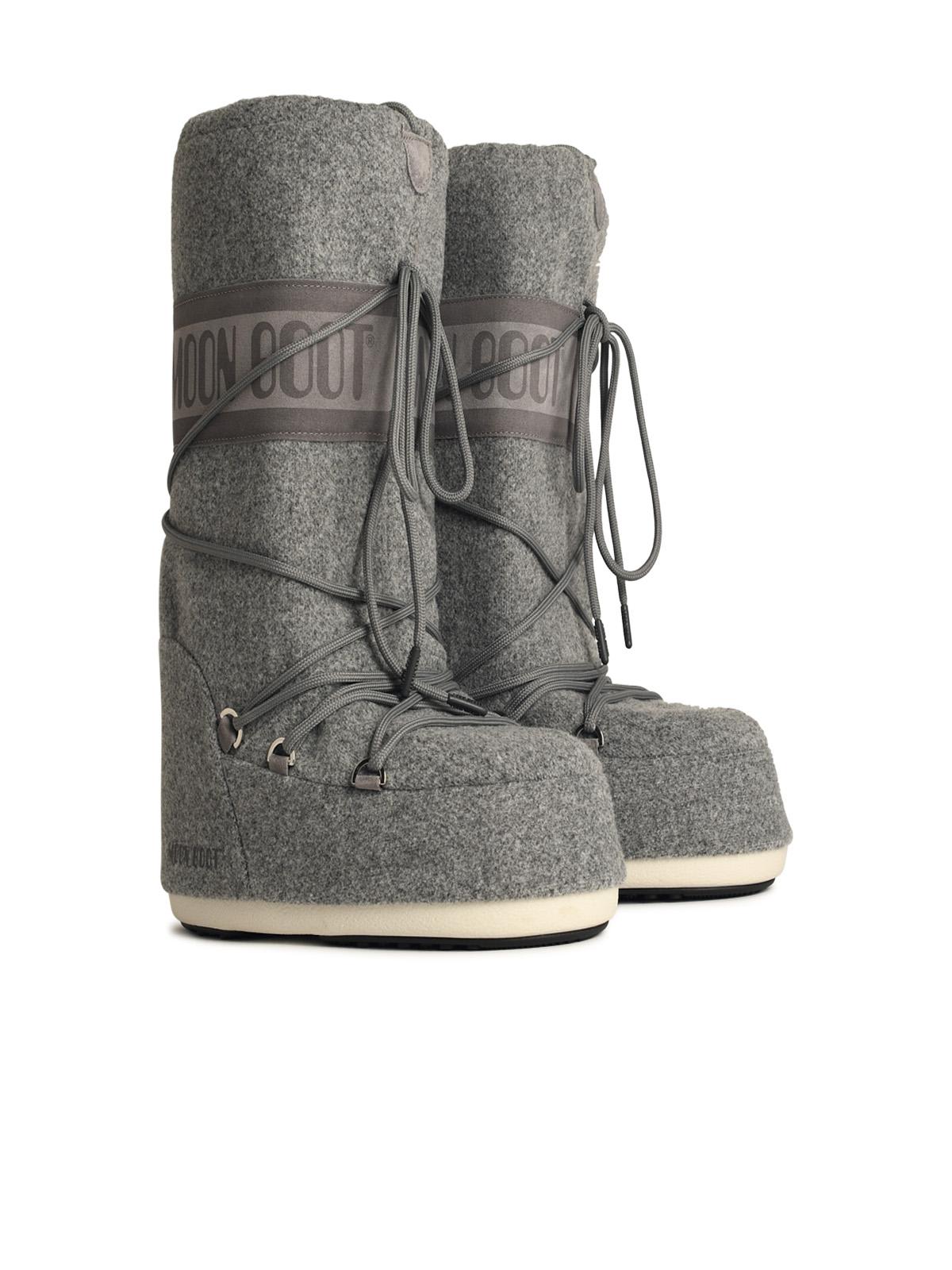 Shop Moon Boot Icon In Grey Fabric