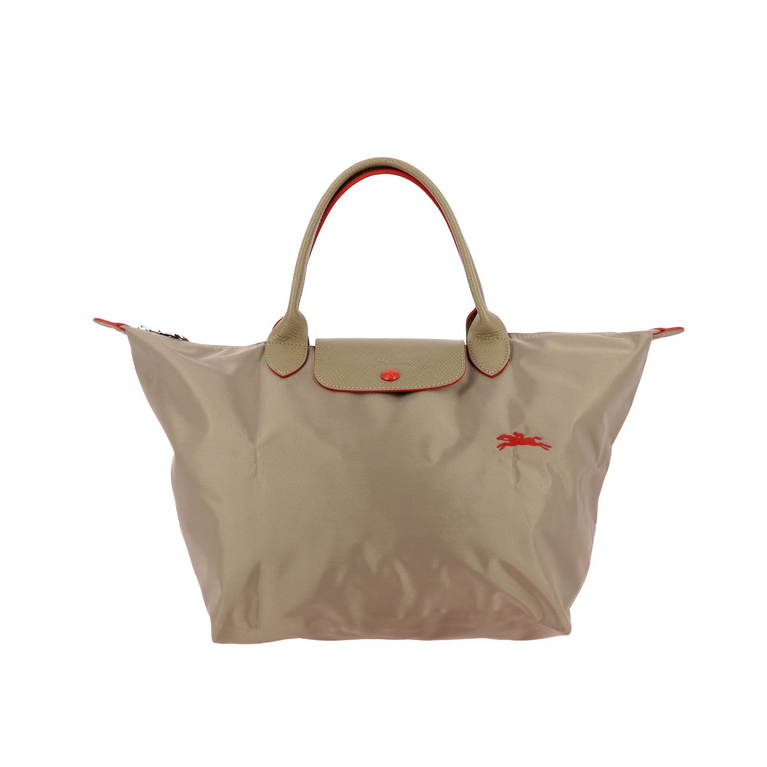 Click to view more detailed imagery on our partner's website Longchamp Bag In Nylon With Embroidered Logo In Dove Grey