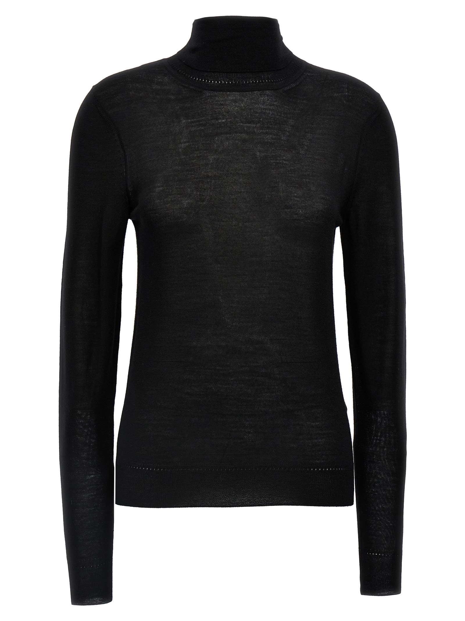 Shop Saint Laurent Cassandre Turtleneck Sweater In Black