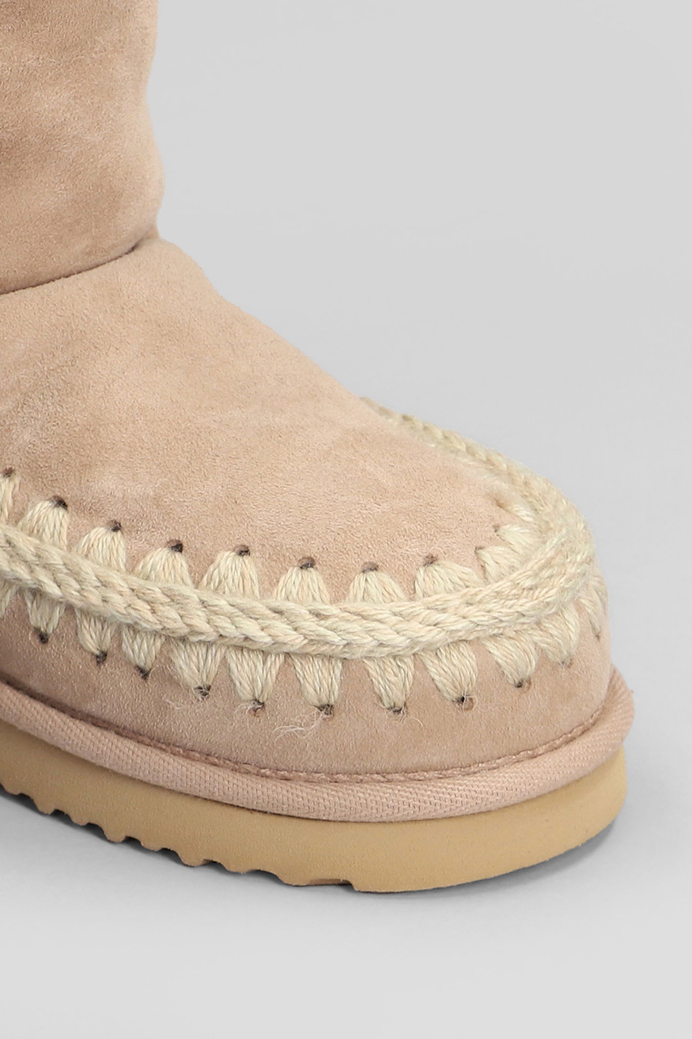 Mou Eskimo 24 Low Heels Ankle Boots In Camel Suede In Neutral