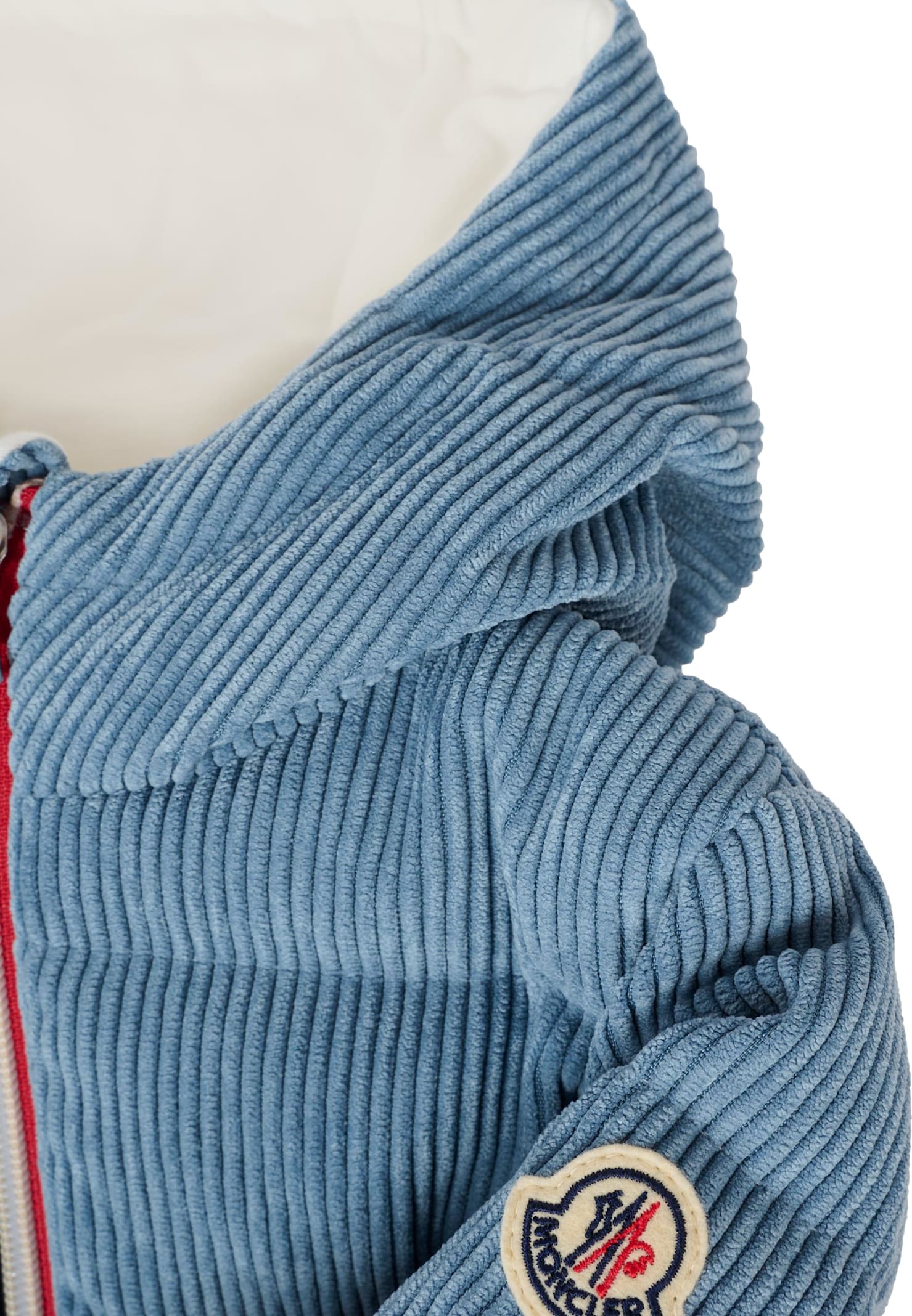 Moncler Light Blue Puki Down Jacket For Baby Boy With Logo In Blue