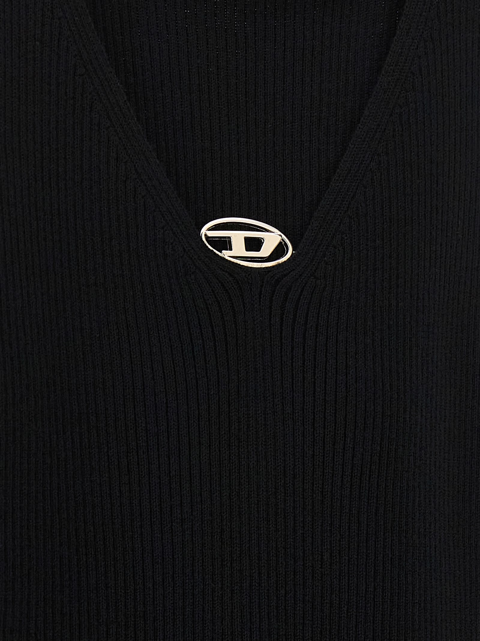 Diesel Womens 9xx M-olini Short Sleeveless Wool Knitted Mini Dress In Black