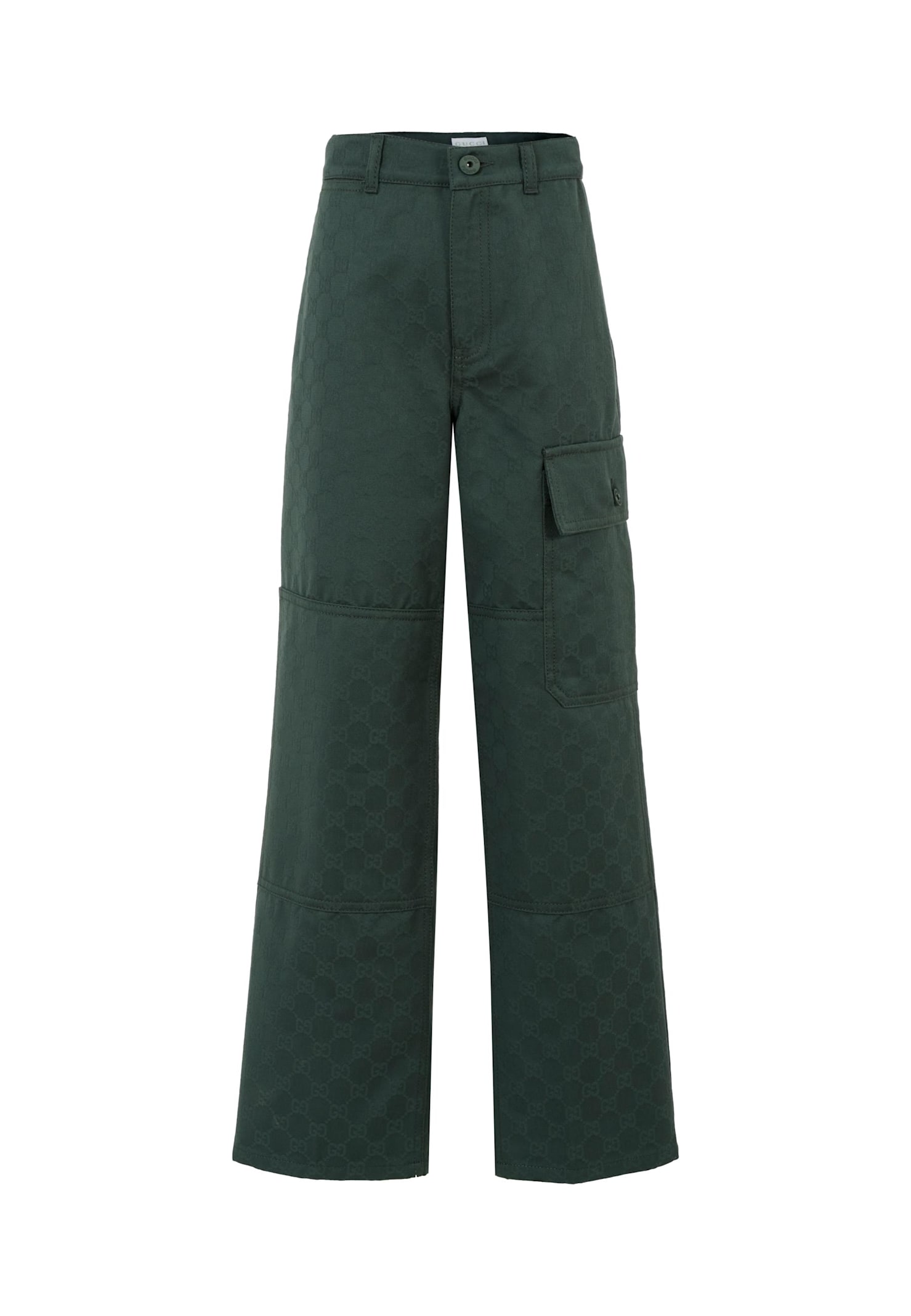Gucci Green Trousers For Boy With Gg Motif In Green