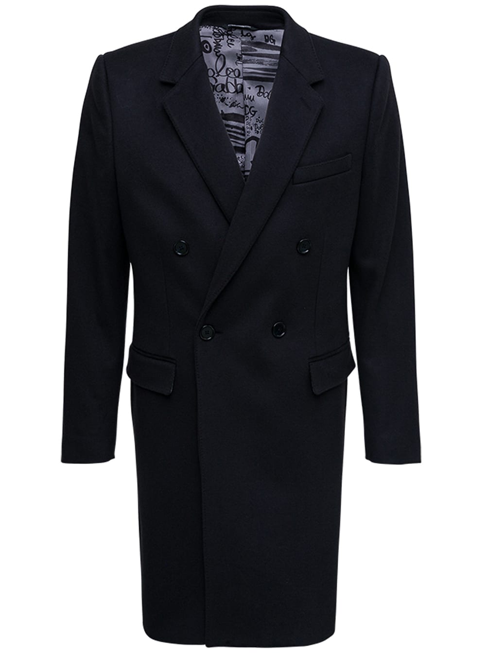 Dolce & Gabbana Double-breasted Black Wool And Cashmere Coat