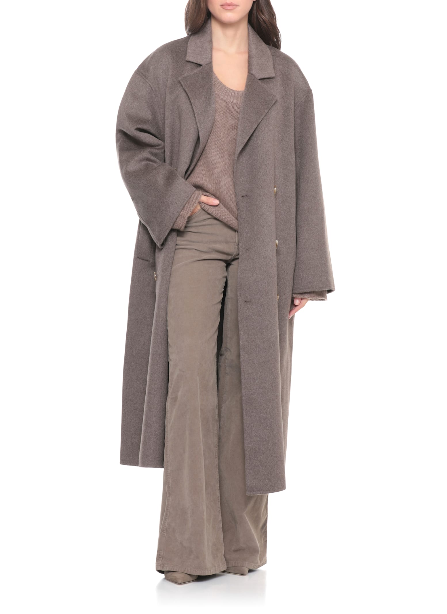 Loulou Studio Relaxed Fit Wool Sweater V-neck In Brown