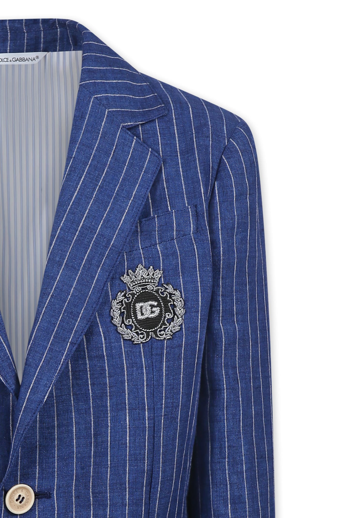 Dolce & Gabbana Blue Jacket For Boy With Dg Monogram In Blue