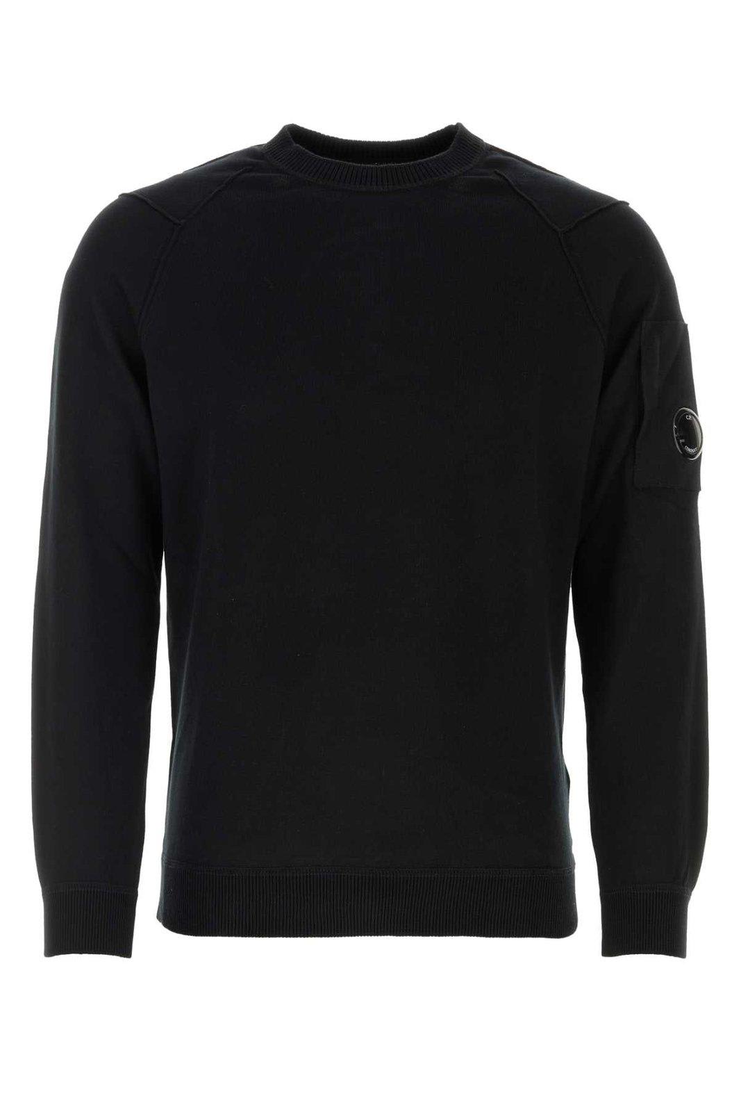 Shop C.p. Company Len-detailed Sleeved Sweater In Black