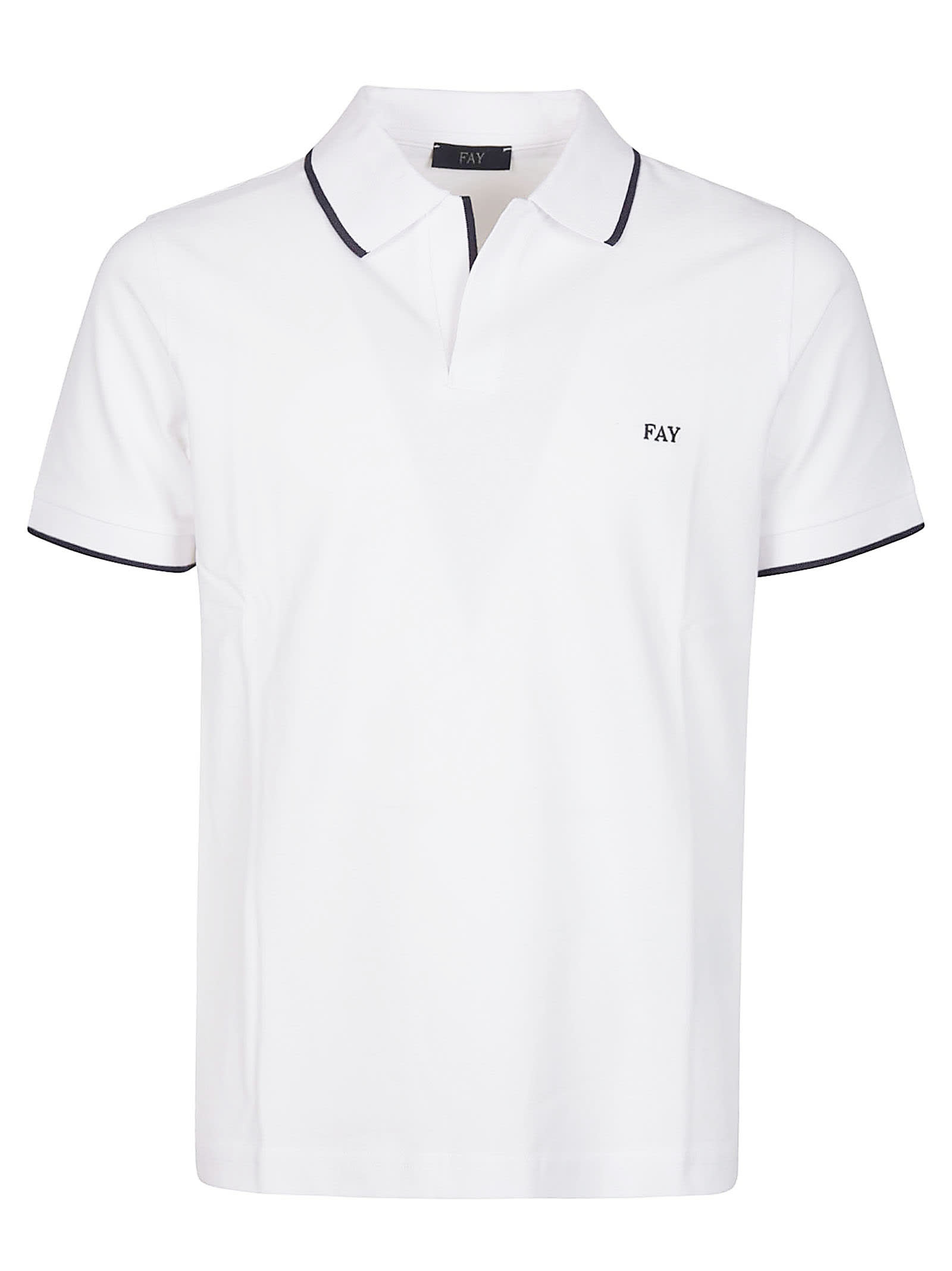Shop Fay Piquet Stretch Contry Club Polo Shirt In Bianco