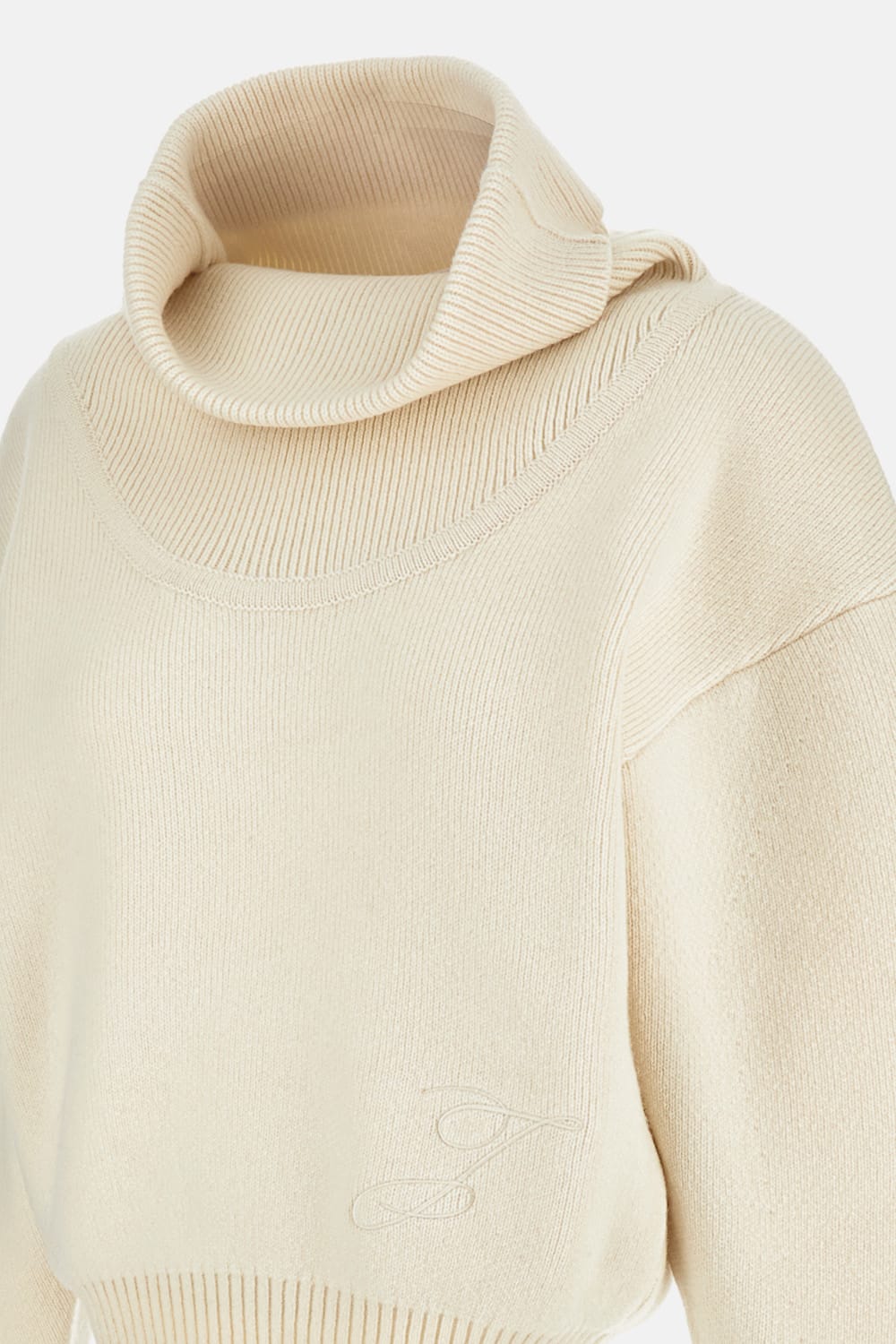 Jacquemus Off White Virgin Wool La Maille Pallone Pullover In White