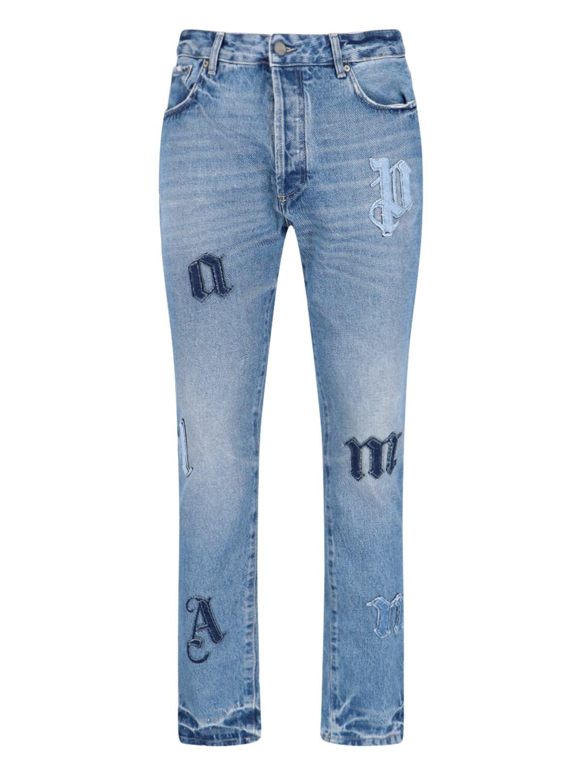 Shop Palm Angels Straight Leg Jeans In Light Blue