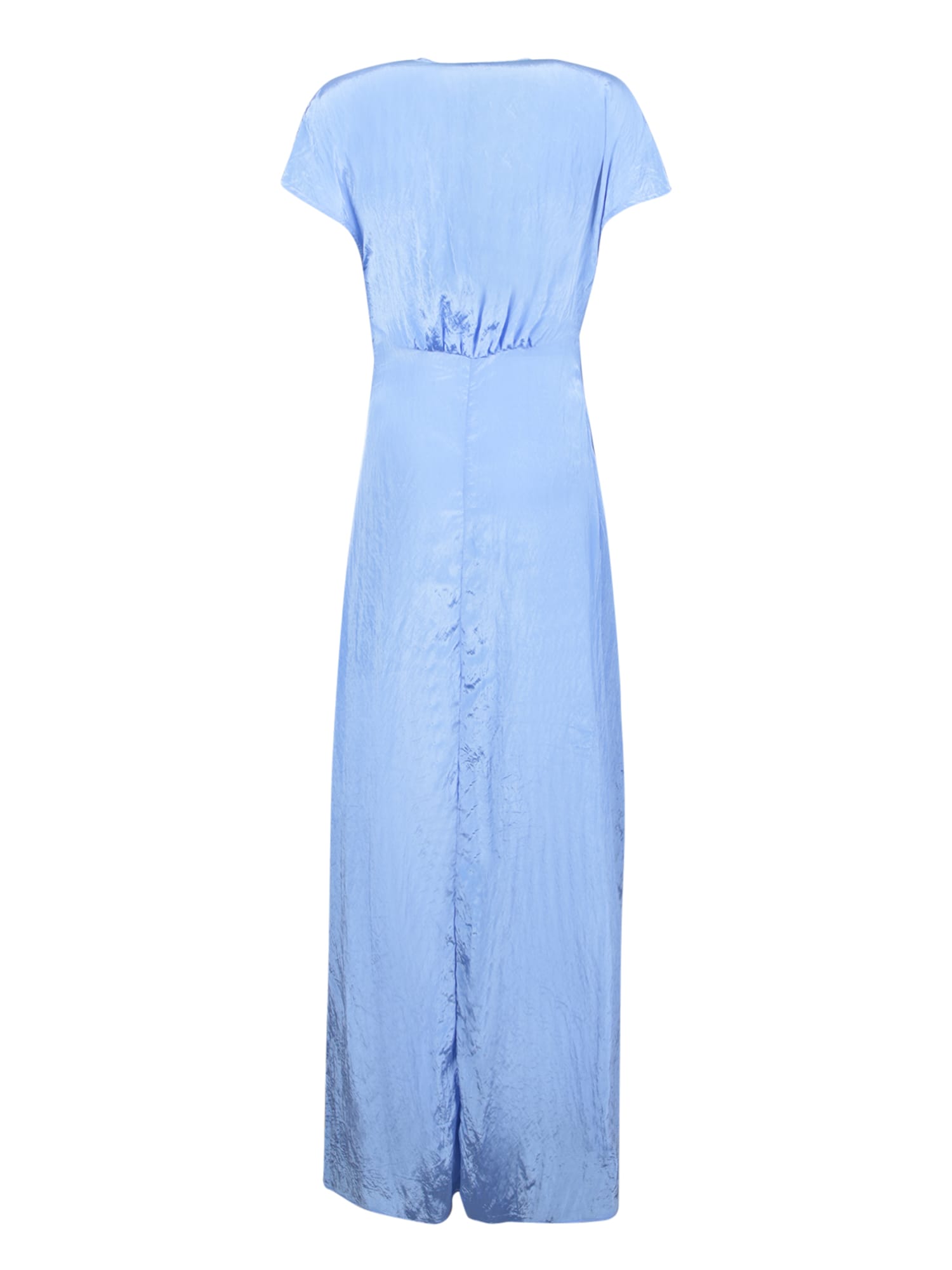 Shop Federica Tosi Cerulean Froissã© V-neck Long Dress In Blue