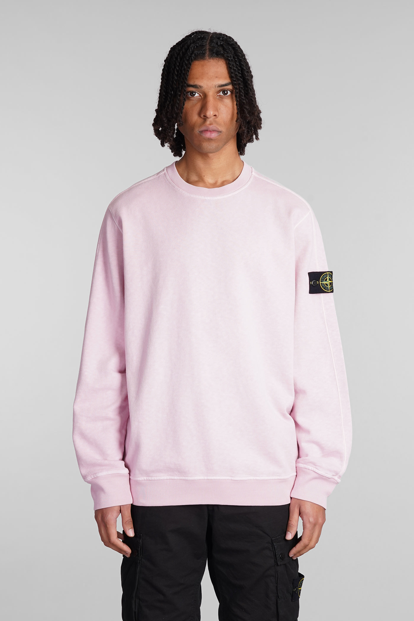 Stone Island Sweatshirt In Rose-pink Cotton