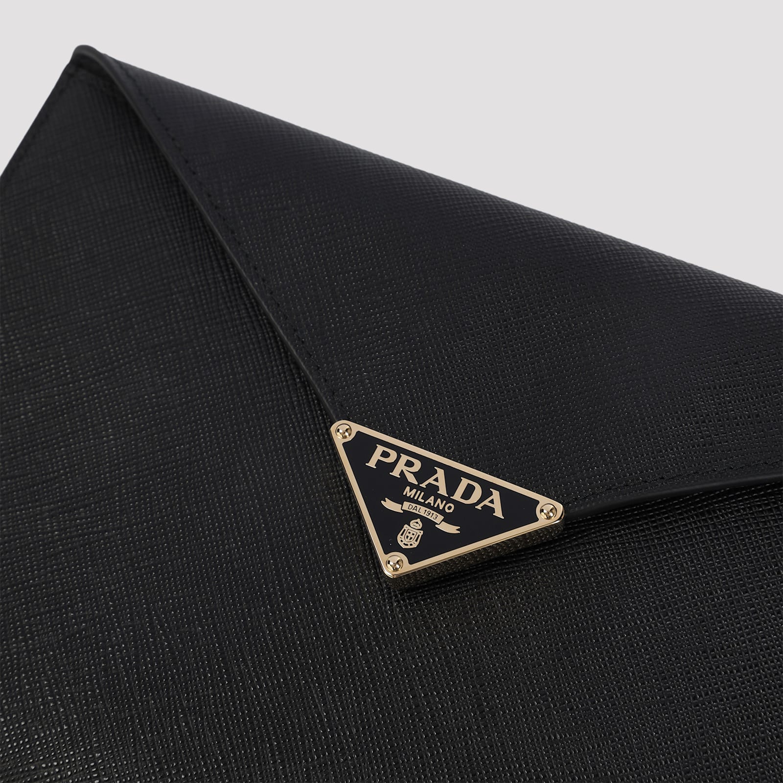 Prada Calf Leather Envelope Clutch In Black
