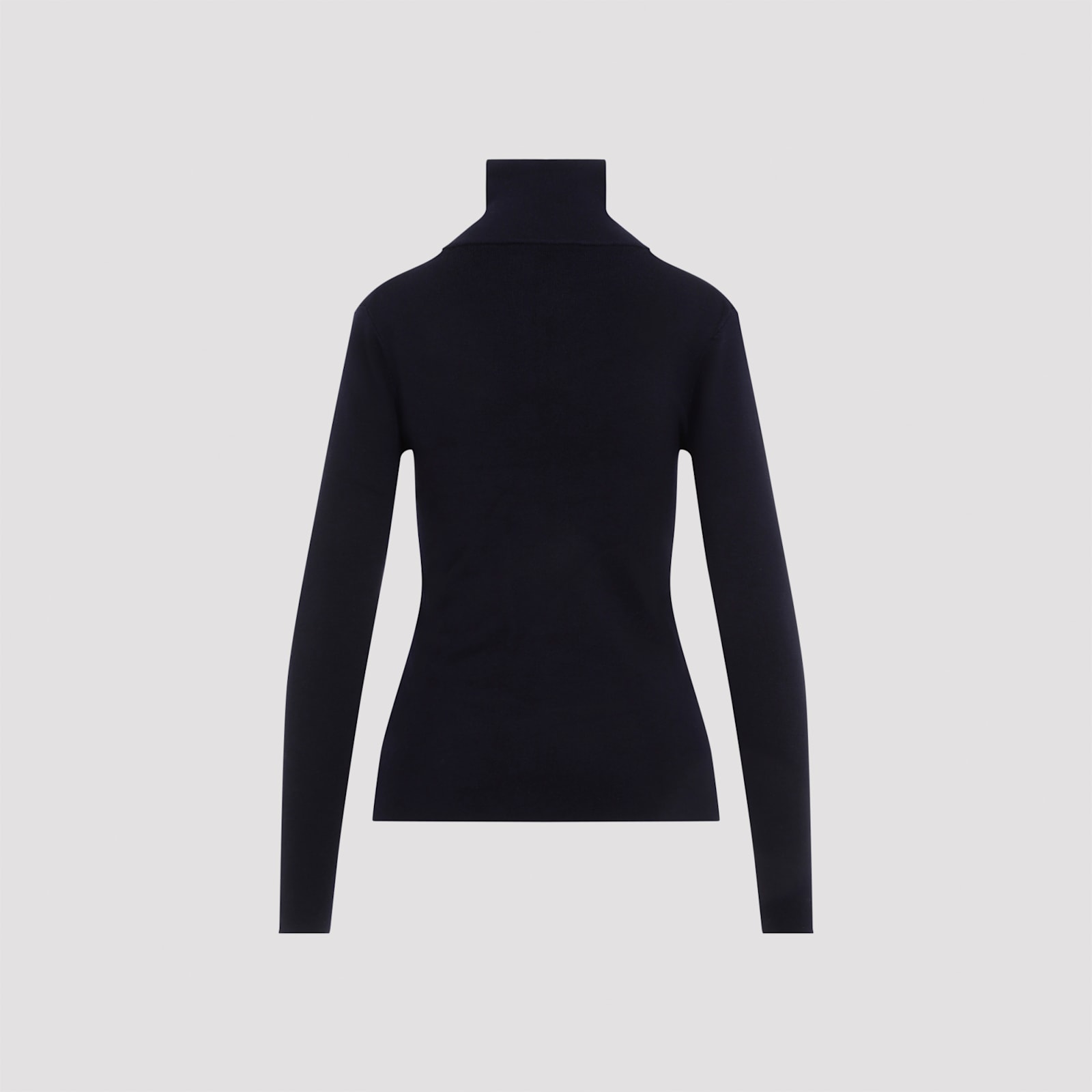 Shop Victoria Beckham Half Zip High Neck Top In Ink Blue