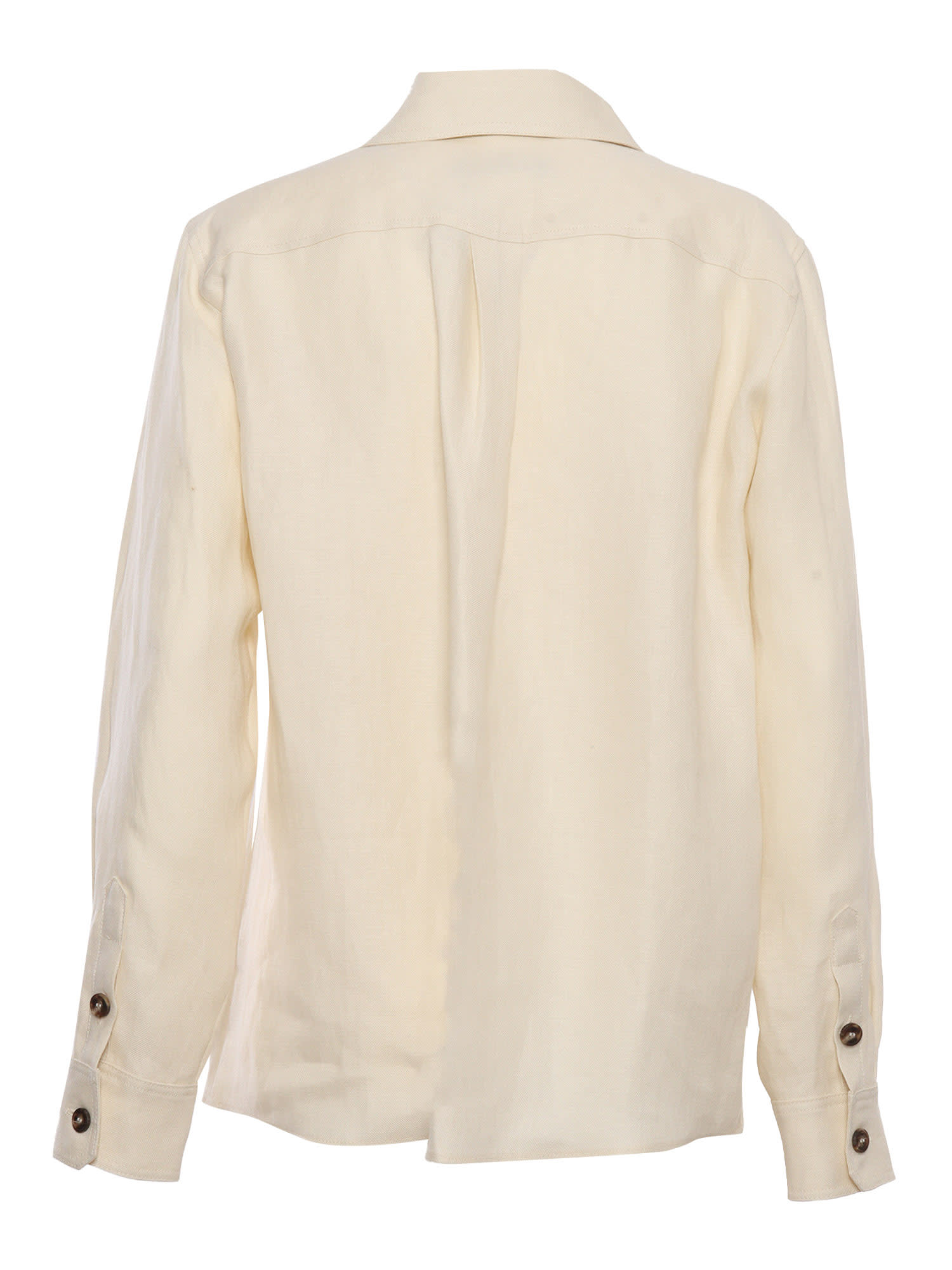 Shop Weekend Max Mara Valda Beige Linen Shirt In White
