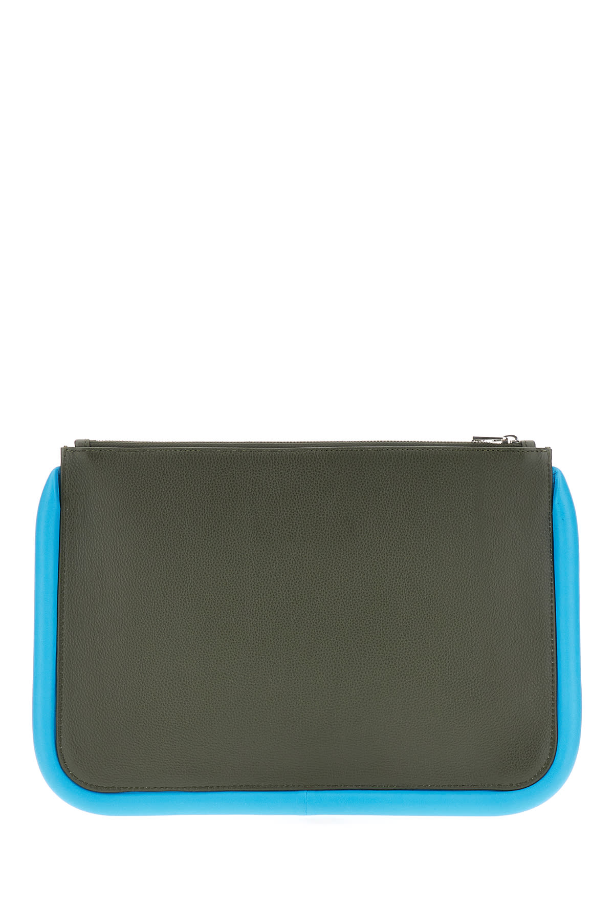 Shop Jw Anderson Army Green Leather Large Bumper-tube Clutch In 568