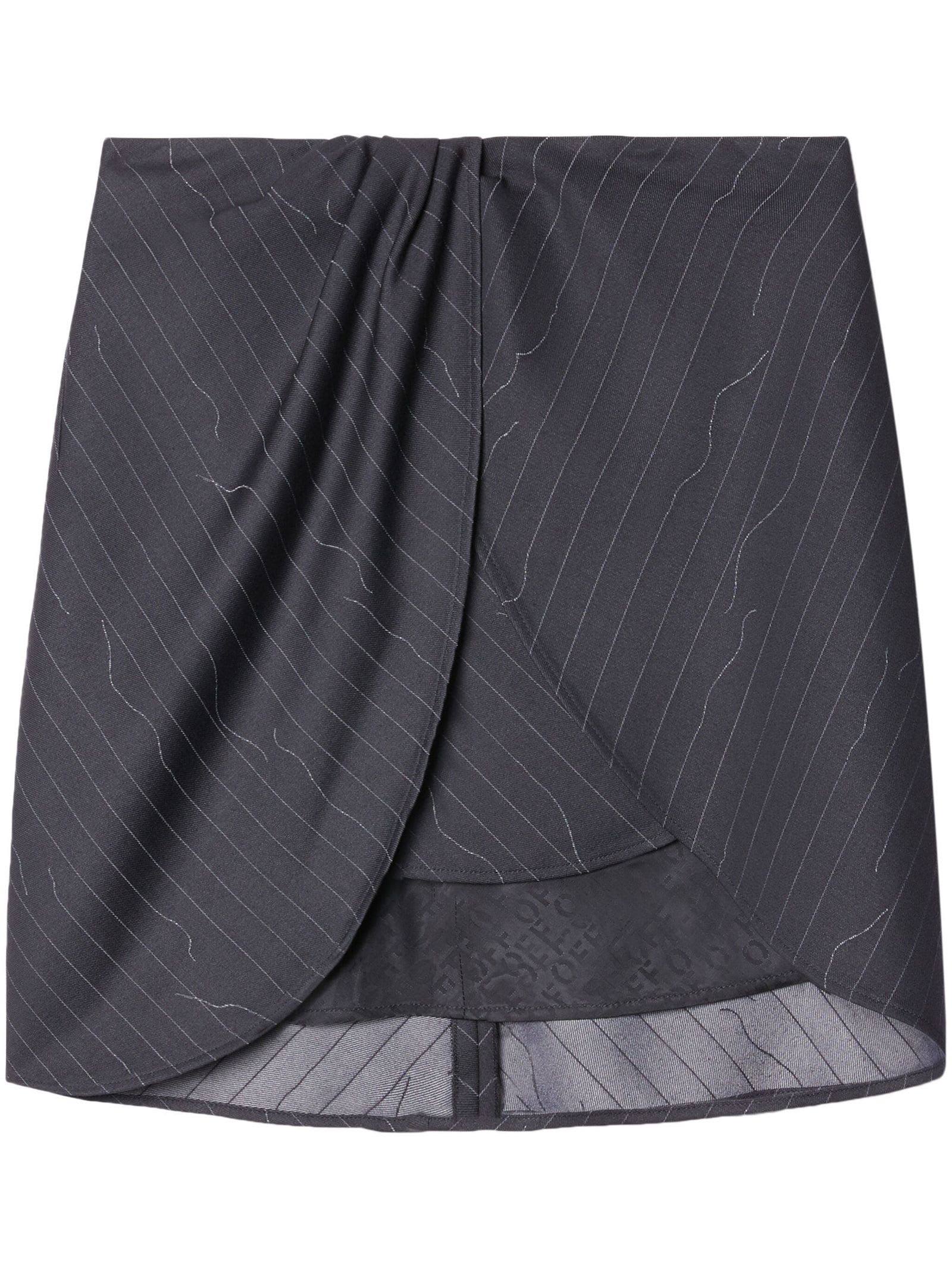 Shop Off-white Dark Grey Pinstripe Draped Miniskirt