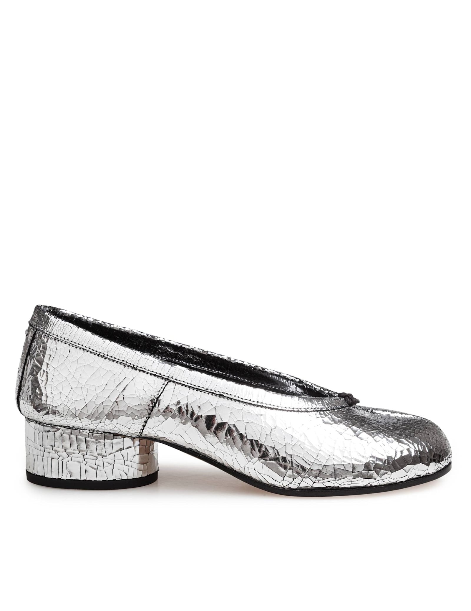 Maison Margiela 30mm Tabi Ballet Flats In Silver