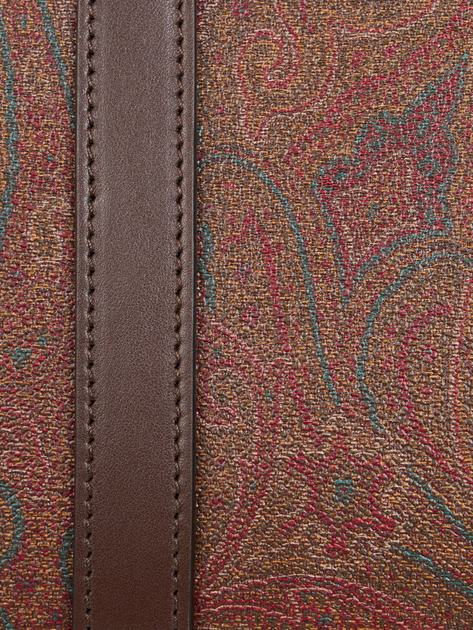 Shop Etro Medium Handle Bag Paisley Jacquard Fabric In Brown