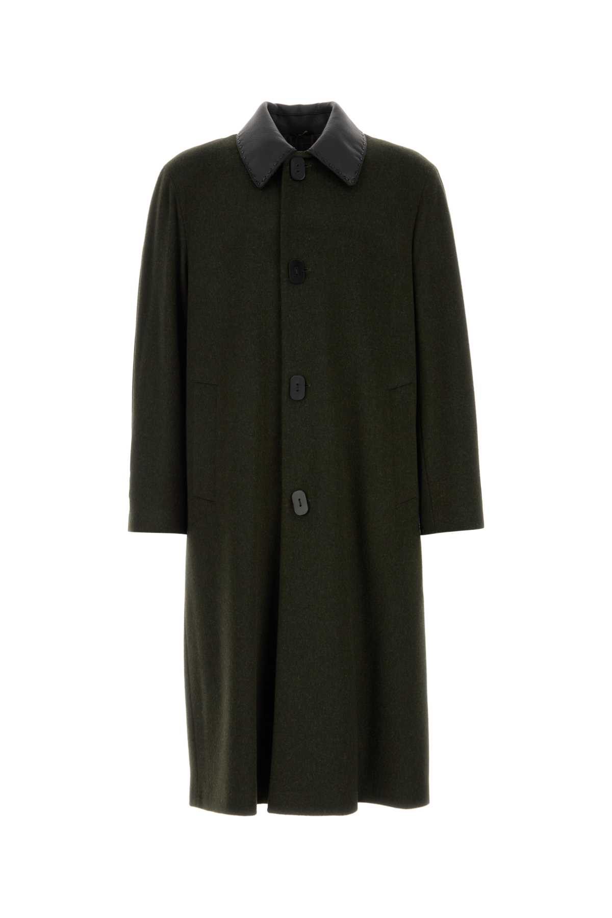 Shop Fendi Bottle Green Wool Blend Coat