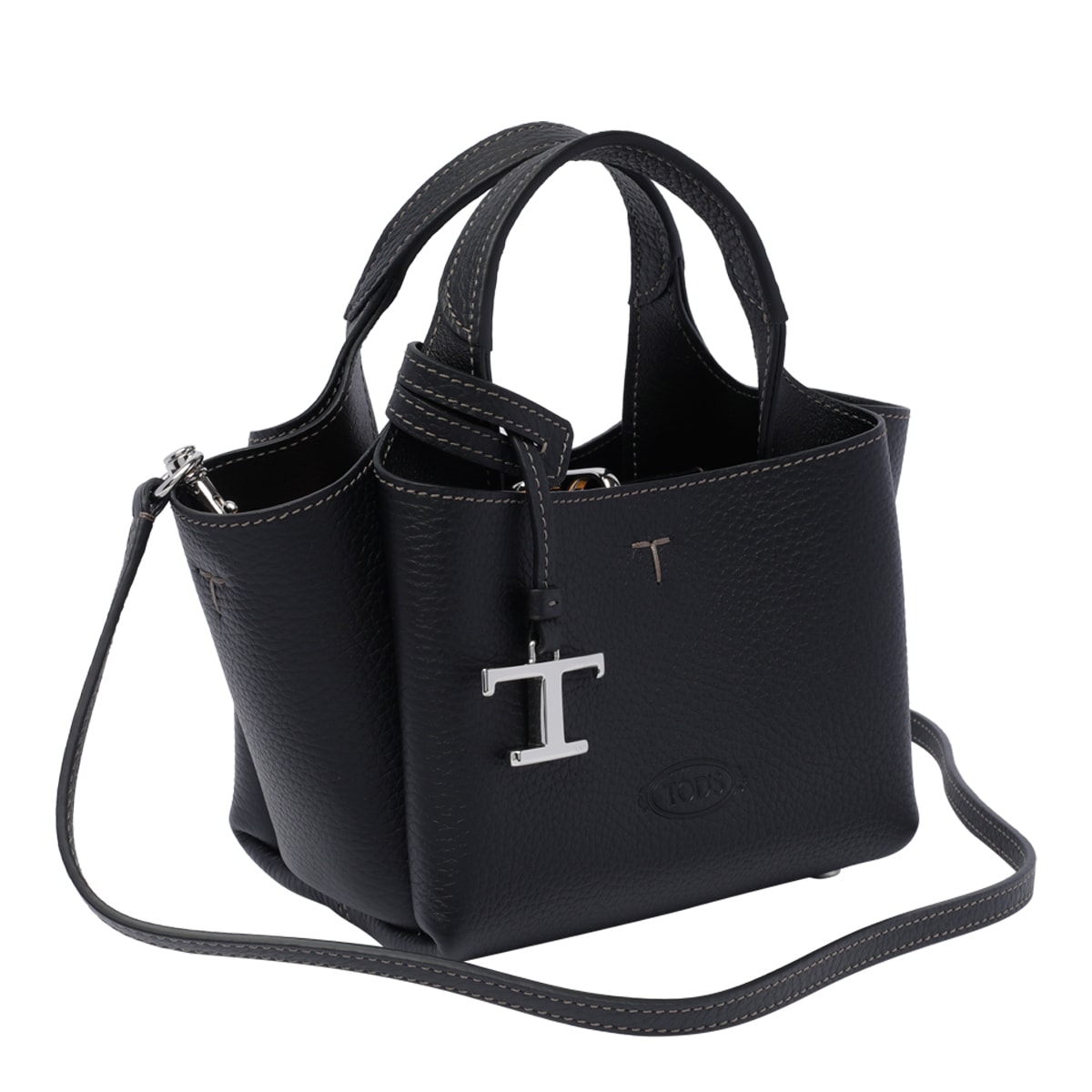 Shop Tod's Micro Leather Handbag In Black