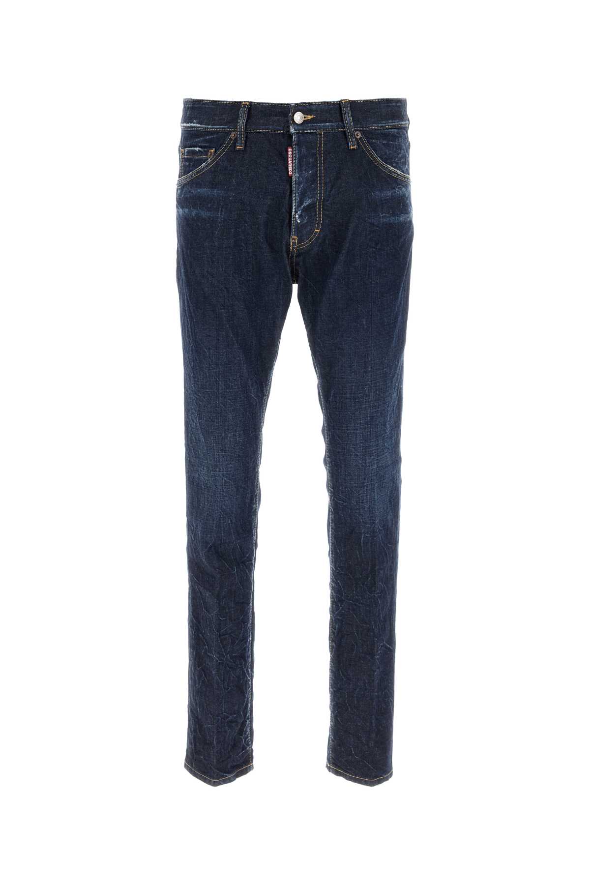 Dsquared2 Slim Navy Blue Washedeffect Jeans In Blue