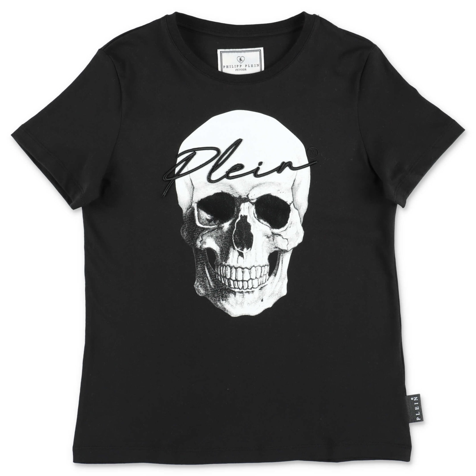 Philipp Plein Junior T-shirt Nera Skull In Jersey Di Cotone