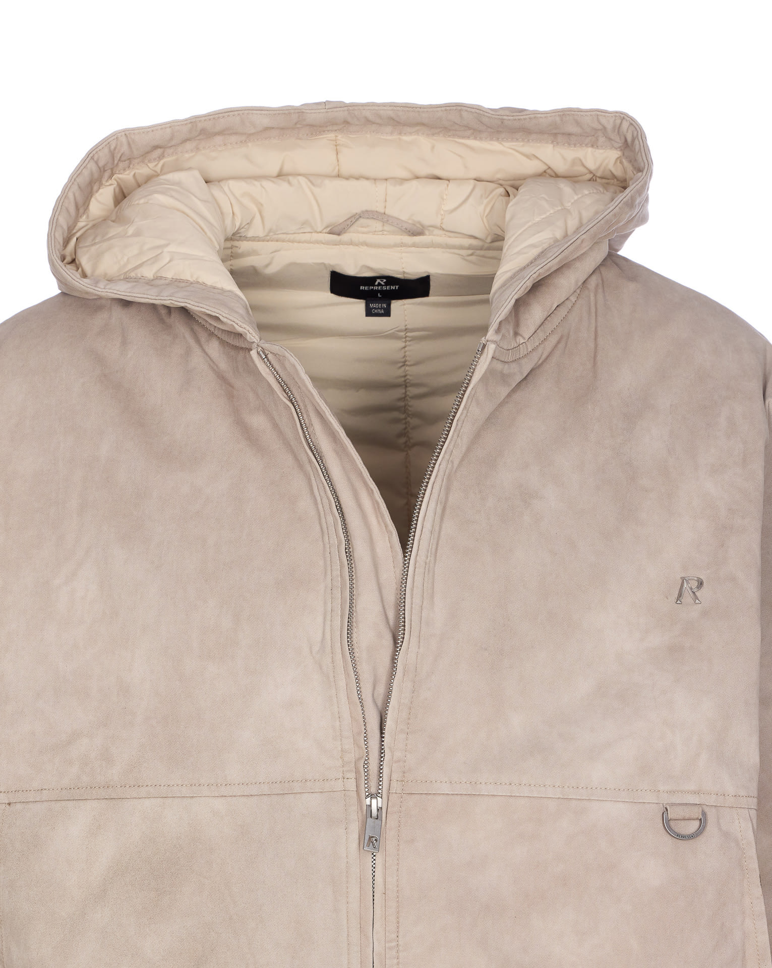Represent Hooded Padded Bomber Jacket In Neutral