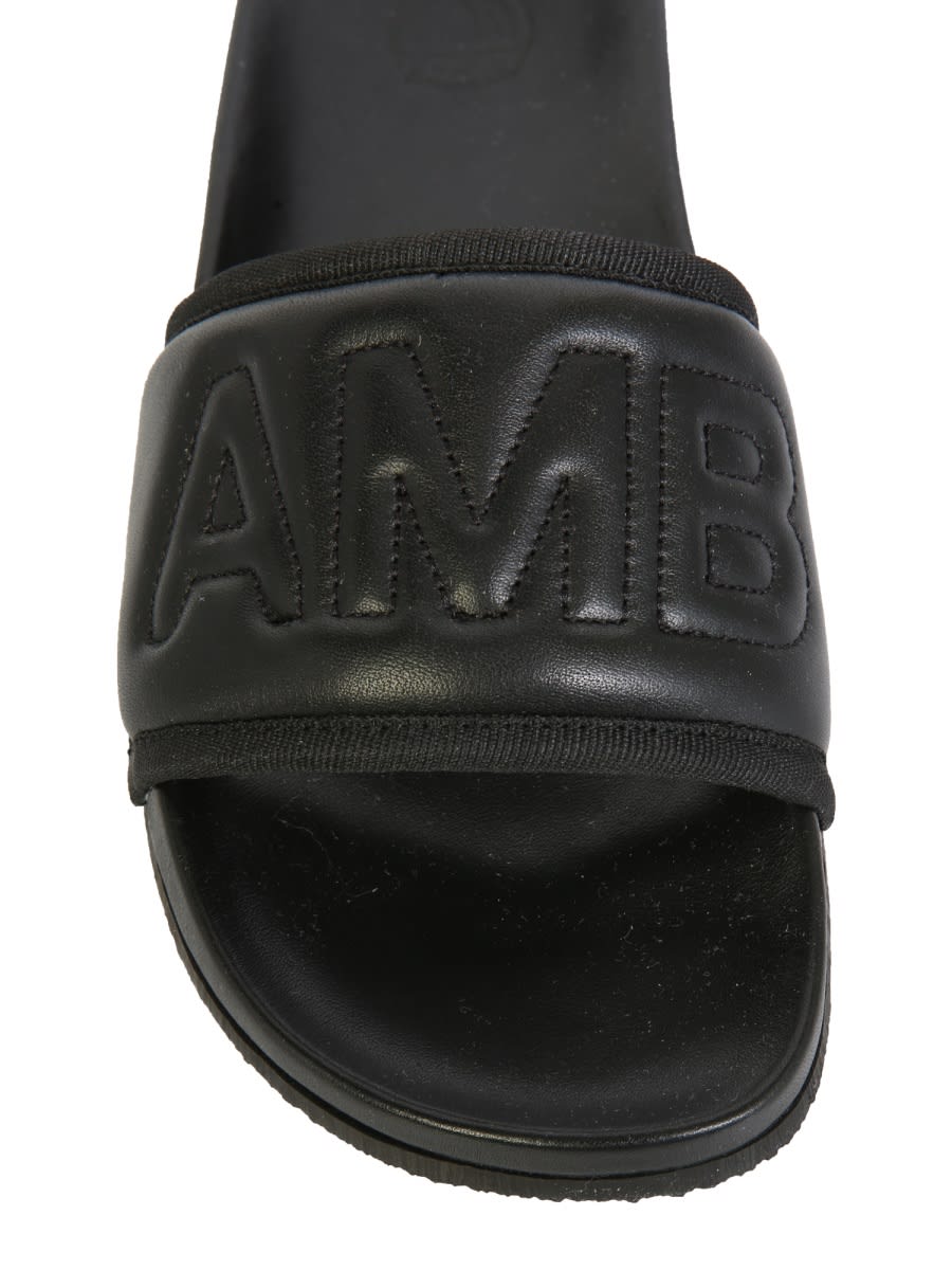 Shop Ambush Leather Slide Sandals In Black