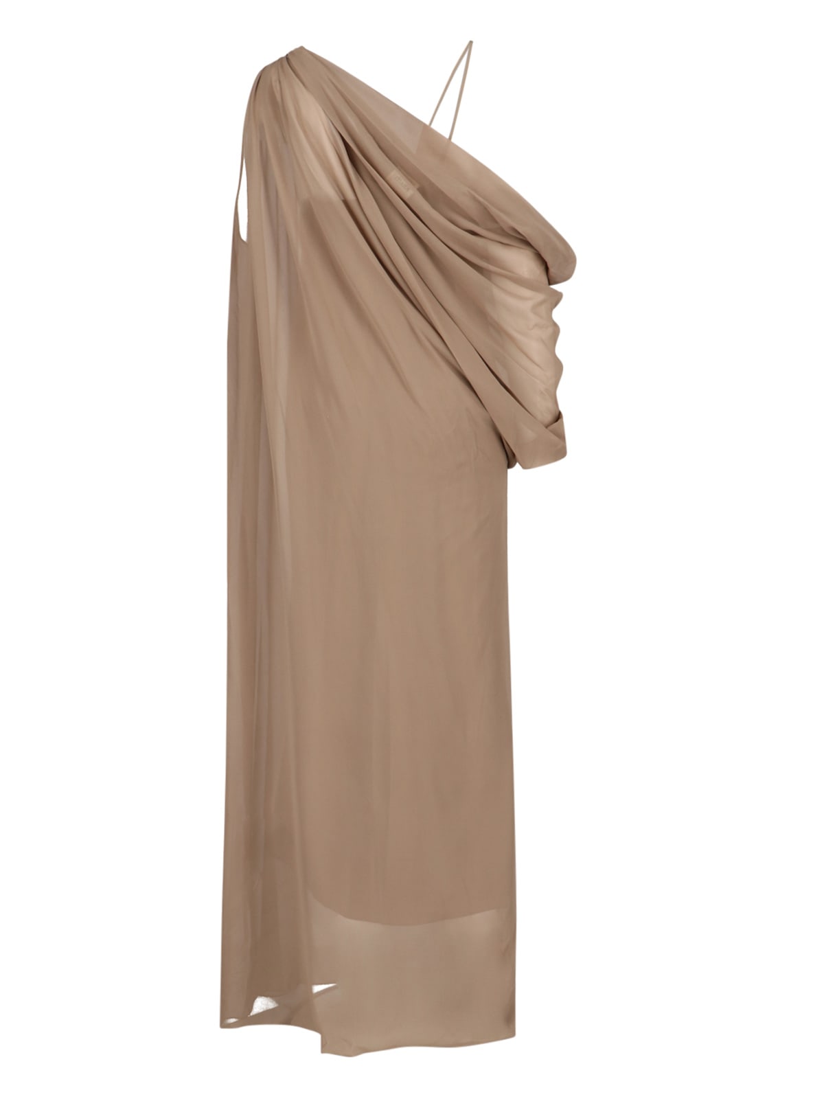 Shop Khaite Taj Draped Maxi Dress In Beige