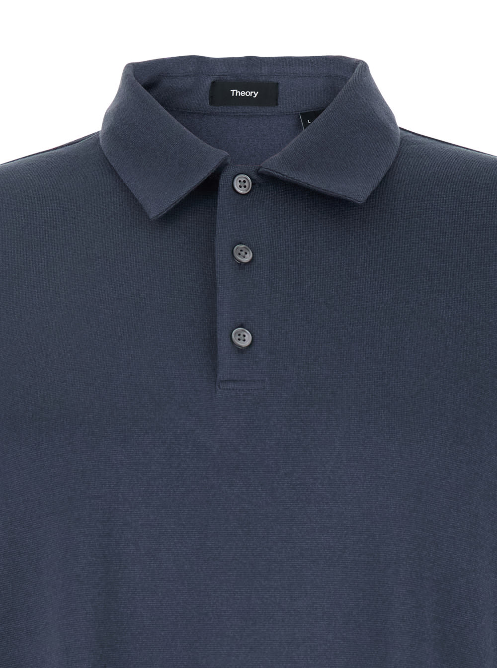 Theory Blue Polo Shirt With Classic Collar And Front Button Closure In Cotton Man In Blu