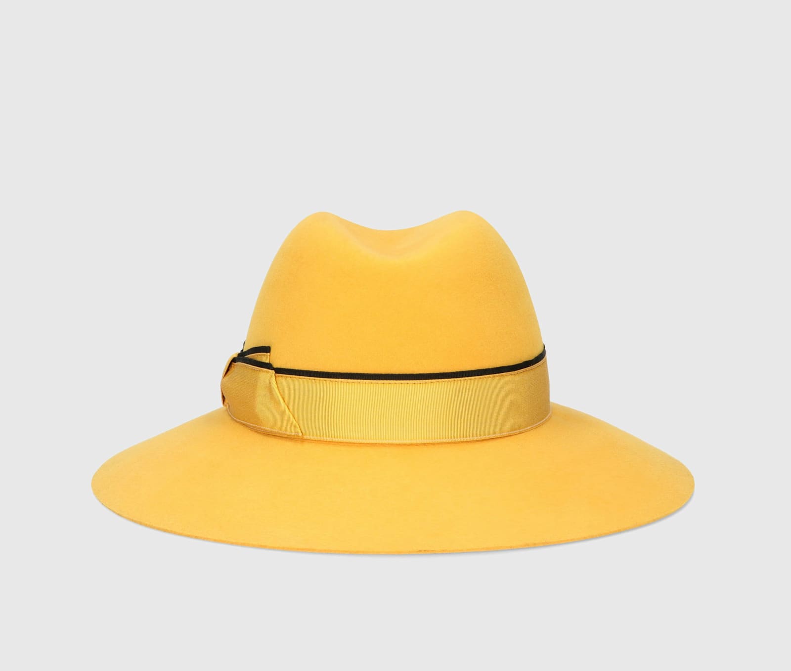 Shop Borsalino Claudette Fine Wool Felt With Contrasting Border In Yellow, Yellow/black Hatband