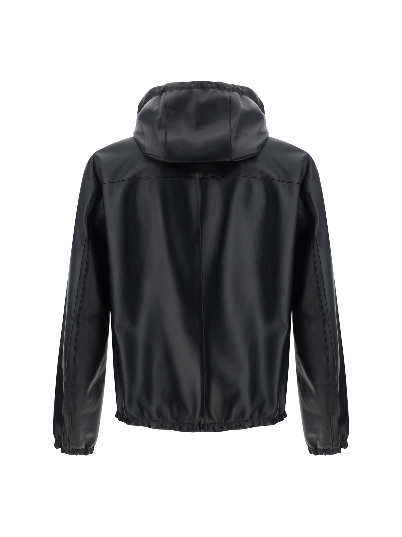 Prada Reversible Blouson In Leather And Re-nylon In Black