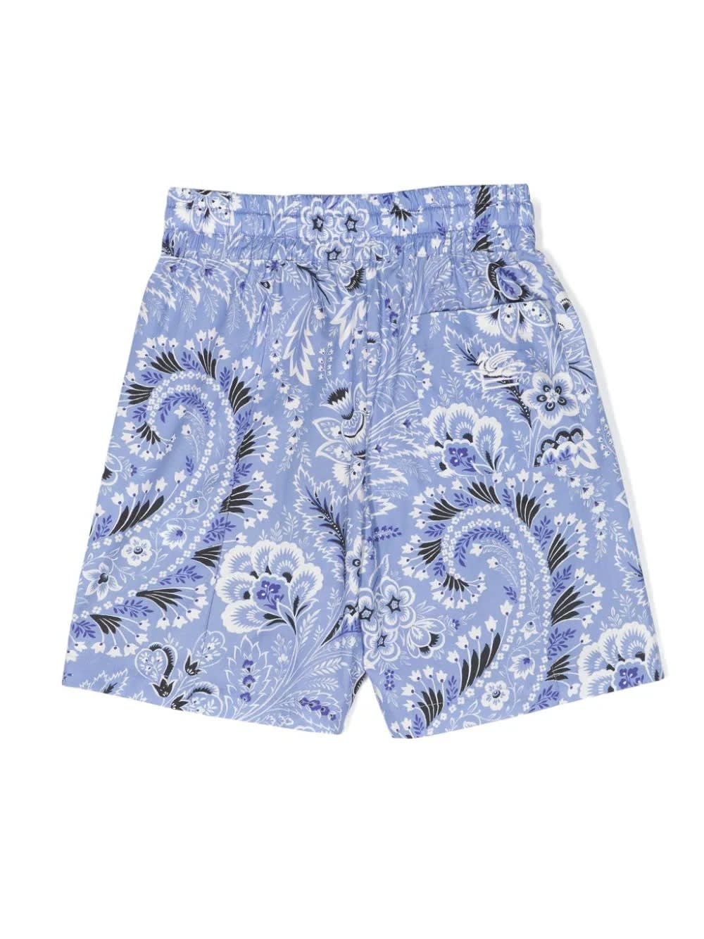 Shop Etro Swim Shorts With Light Blue Paisley Print