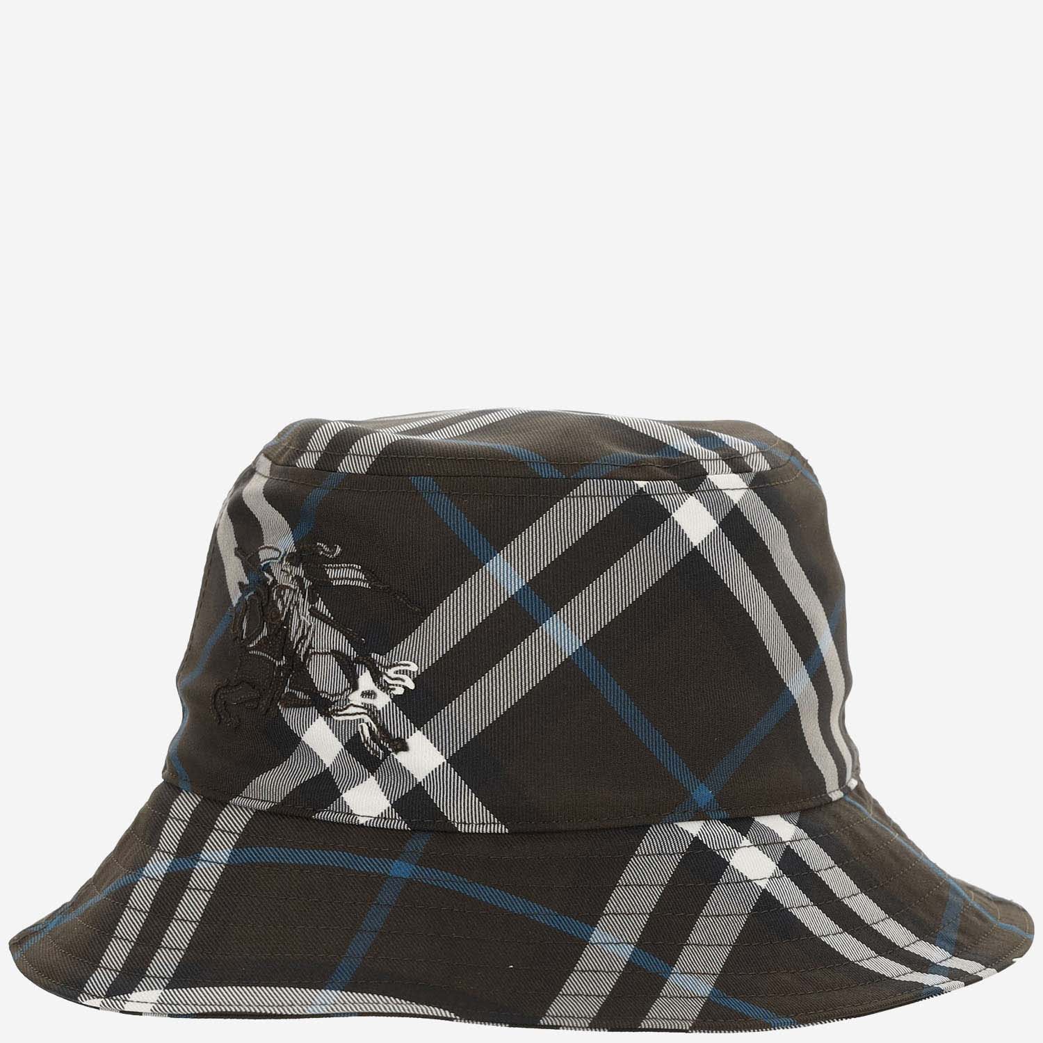 Burberry Twill Bucket Hat With Check Pattern In Red